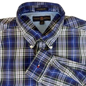 Vintage Tommy Hilfiger Long Sleeve Plaid Button Down 2-Ply Cotton Prep Mens XL
